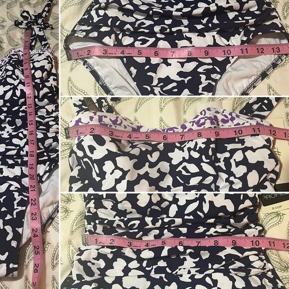 PROFILE BY GOTTEX Upf 50 Pop Flower D Cup Tank One-Piece Swimsuit Purple Blue 8 - Picture 12 of 13